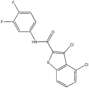 3,4-dichloro-N-(3,4-difluorophenyl)-1-benzothiophene-2-carboxamide 化学構造式
