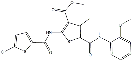 methyl 2-{[(5-chloro-2-thienyl)carbonyl]amino}-5-[(2-methoxyanilino)carbonyl]-4-methyl-3-thiophenecarboxylate|