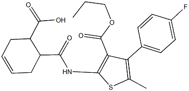 6-({[4-(4-fluorophenyl)-5-methyl-3-(propoxycarbonyl)thien-2-yl]amino}carbonyl)cyclohex-3-ene-1-carboxylic acid Struktur