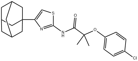 N-[4-(1-adamantyl)-1,3-thiazol-2-yl]-2-(4-chlorophenoxy)-2-methylpropanamide 结构式