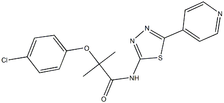 2-(4-chlorophenoxy)-2-methyl-N-[5-(4-pyridinyl)-1,3,4-thiadiazol-2-yl]propanamide 结构式