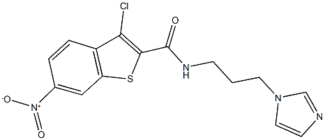 3-chloro-6-nitro-N-[3-(1H-imidazol-1-yl)propyl]-1-benzothiophene-2-carboxamide 化学構造式