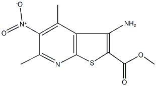 methyl 3-amino-5-nitro-4,6-dimethylthieno[2,3-b]pyridine-2-carboxylate 结构式