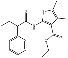 ethyl 4,5-dimethyl-2-[(2-phenylbutanoyl)amino]-3-thiophenecarboxylate 化学構造式