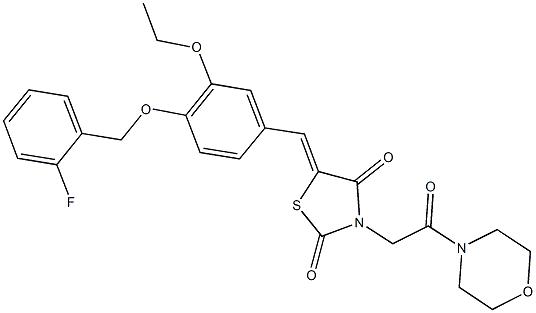 5-{3-ethoxy-4-[(2-fluorobenzyl)oxy]benzylidene}-3-[2-(4-morpholinyl)-2-oxoethyl]-1,3-thiazolidine-2,4-dione Structure