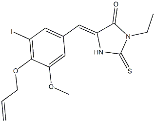 5-[4-(allyloxy)-3-iodo-5-methoxybenzylidene]-3-ethyl-2-thioxo-4-imidazolidinone Struktur