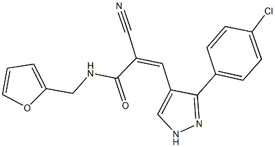 3-[3-(4-chlorophenyl)-1H-pyrazol-4-yl]-2-cyano-N-(2-furylmethyl)acrylamide,525575-94-4,结构式