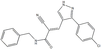 N-benzyl-3-[3-(4-chlorophenyl)-1H-pyrazol-4-yl]-2-cyanoacrylamide,525576-72-1,结构式