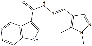 N'-[(1,5-dimethyl-1H-pyrazol-4-yl)methylene]-1H-indole-3-carbohydrazide Structure