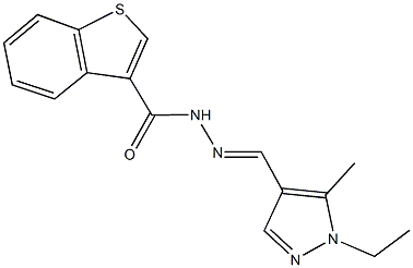N'-[(1-ethyl-5-methyl-1H-pyrazol-4-yl)methylene]-1-benzothiophene-3-carbohydrazide Structure
