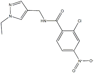 2-chloro-N-[(1-ethyl-1H-pyrazol-4-yl)methyl]-4-nitrobenzamide 化学構造式