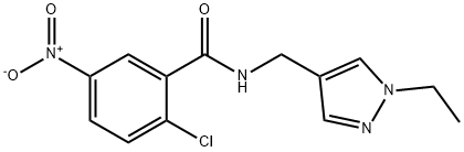 2-chloro-N-[(1-ethyl-1H-pyrazol-4-yl)methyl]-5-nitrobenzamide Struktur