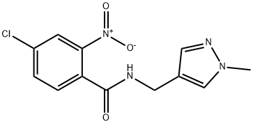 4-chloro-2-nitro-N-[(1-methyl-1H-pyrazol-4-yl)methyl]benzamide 化学構造式