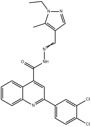 2-(3,4-dichlorophenyl)-N'-[(1-ethyl-5-methyl-1H-pyrazol-4-yl)methylene]-4-quinolinecarbohydrazide Struktur