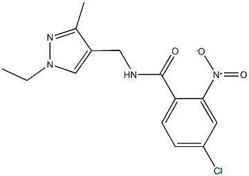 4-chloro-N-[(1-ethyl-3-methyl-1H-pyrazol-4-yl)methyl]-2-nitrobenzamide 结构式