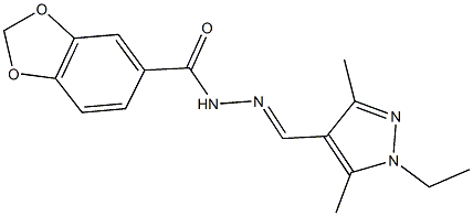 N'-[(1-ethyl-3,5-dimethyl-1H-pyrazol-4-yl)methylene]-1,3-benzodioxole-5-carbohydrazide Structure