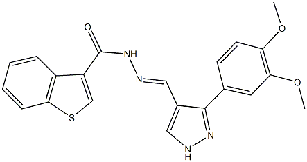 N'-{[3-(3,4-dimethoxyphenyl)-1H-pyrazol-4-yl]methylene}-1-benzothiophene-3-carbohydrazide Struktur