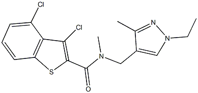 3,4-dichloro-N-[(1-ethyl-3-methyl-1H-pyrazol-4-yl)methyl]-N-methyl-1-benzothiophene-2-carboxamide Struktur