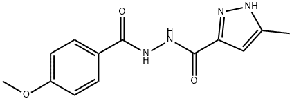 N'-(4-methoxybenzoyl)-3-methyl-1H-pyrazole-5-carbohydrazide 化学構造式