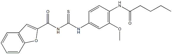 N-[4-({[(1-benzofuran-2-ylcarbonyl)amino]carbothioyl}amino)-2-methoxyphenyl]pentanamide Structure