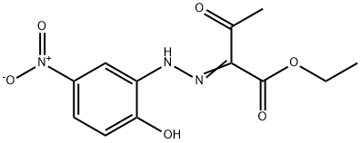 ethyl 2-({2-hydroxy-5-nitrophenyl}hydrazono)-3-oxobutanoate Struktur