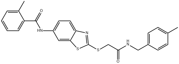 2-methyl-N-[2-({2-[(4-methylbenzyl)amino]-2-oxoethyl}sulfanyl)-1,3-benzothiazol-6-yl]benzamide,530131-34-1,结构式