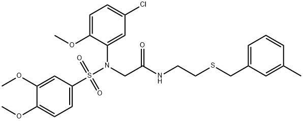2-{5-chloro[(3,4-dimethoxyphenyl)sulfonyl]-2-methoxyanilino}-N-{2-[(3-methylbenzyl)sulfanyl]ethyl}acetamide,530147-94-5,结构式