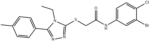 N-(3-bromo-4-chlorophenyl)-2-{[4-ethyl-5-(4-methylphenyl)-4H-1,2,4-triazol-3-yl]sulfanyl}acetamide Struktur