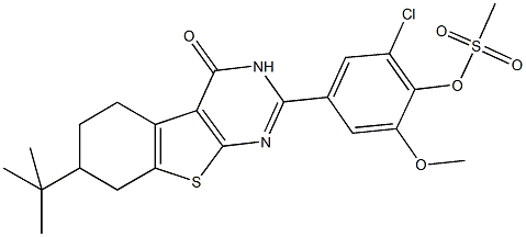 4-(7-tert-butyl-4-oxo-3,4,5,6,7,8-hexahydro[1]benzothieno[2,3-d]pyrimidin-2-yl)-2-chloro-6-methoxyphenyl methanesulfonate 结构式