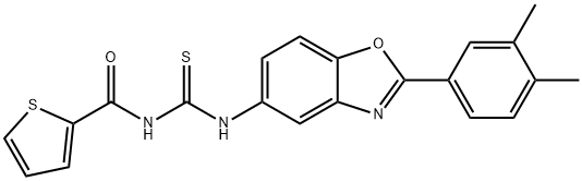 N-[2-(3,4-dimethylphenyl)-1,3-benzoxazol-5-yl]-N'-(thien-2-ylcarbonyl)thiourea Structure