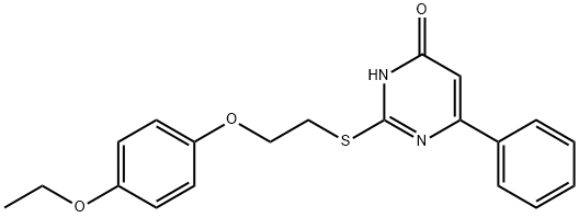 2-{[2-(4-ethoxyphenoxy)ethyl]sulfanyl}-6-phenyl-4(3H)-pyrimidinone 化学構造式
