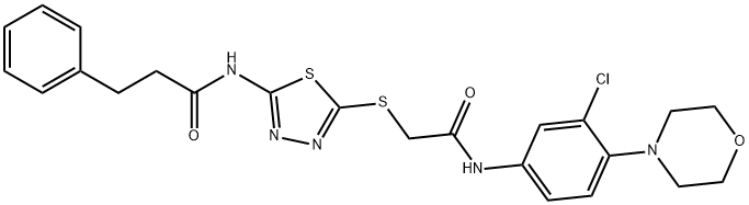 N-[5-({2-[3-chloro-4-(4-morpholinyl)anilino]-2-oxoethyl}sulfanyl)-1,3,4-thiadiazol-2-yl]-3-phenylpropanamide Struktur