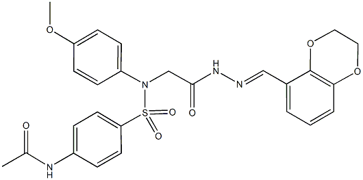 N-{4-[({2-[2-(2,3-dihydro-1,4-benzodioxin-5-ylmethylene)hydrazino]-2-oxoethyl}-4-methoxyanilino)sulfonyl]phenyl}acetamide Structure