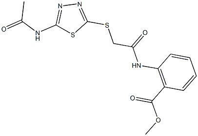 methyl 2-[({[5-(acetylamino)-1,3,4-thiadiazol-2-yl]sulfanyl}acetyl)amino]benzoate Struktur