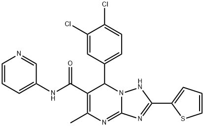 7-(3,4-dichlorophenyl)-5-methyl-N-(3-pyridinyl)-2-(2-thienyl)-4,7-dihydro[1,2,4]triazolo[1,5-a]pyrimidine-6-carboxamide Struktur