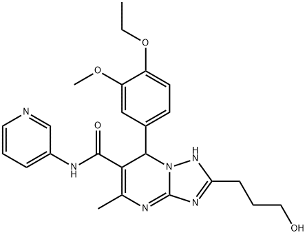 7-(4-ethoxy-3-methoxyphenyl)-2-(3-hydroxypropyl)-5-methyl-N-(3-pyridinyl)-4,7-dihydro[1,2,4]triazolo[1,5-a]pyrimidine-6-carboxamide 化学構造式