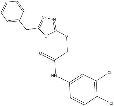 2-[(5-benzyl-1,3,4-oxadiazol-2-yl)sulfanyl]-N-(3,4-dichlorophenyl)acetamide Struktur