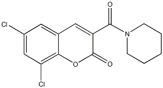 6,8-dichloro-3-(1-piperidinylcarbonyl)-2H-chromen-2-one 化学構造式