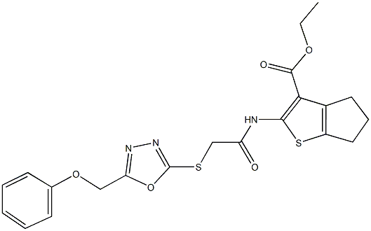 ethyl 2-[({[5-(phenoxymethyl)-1,3,4-oxadiazol-2-yl]sulfanyl}acetyl)amino]-5,6-dihydro-4H-cyclopenta[b]thiophene-3-carboxylate|