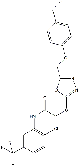 N-[2-chloro-5-(trifluoromethyl)phenyl]-2-({5-[(4-ethylphenoxy)methyl]-1,3,4-oxadiazol-2-yl}sulfanyl)acetamide Structure