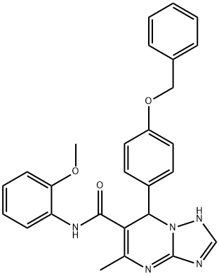 7-[4-(benzyloxy)phenyl]-N-(2-methoxyphenyl)-5-methyl-4,7-dihydro[1,2,4]triazolo[1,5-a]pyrimidine-6-carboxamide Struktur