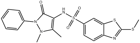 N-(1,5-dimethyl-3-oxo-2-phenyl-2,3-dihydro-1H-pyrazol-4-yl)-2-(methylsulfanyl)-1,3-benzothiazole-6-sulfonamide Structure