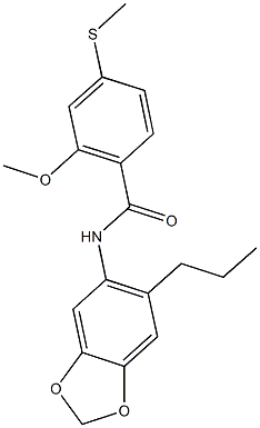 2-methoxy-4-(methylsulfanyl)-N-(6-propyl-1,3-benzodioxol-5-yl)benzamide 结构式