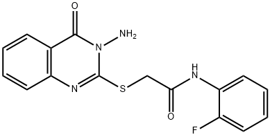 2-[(3-amino-4-oxo-3,4-dihydro-2-quinazolinyl)sulfanyl]-N-(2-fluorophenyl)acetamide 化学構造式