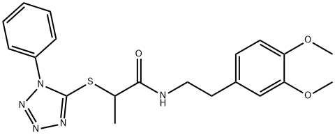 N-[2-(3,4-dimethoxyphenyl)ethyl]-2-[(1-phenyl-1H-tetraazol-5-yl)sulfanyl]propanamide 结构式