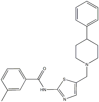 3-methyl-N-{5-[(4-phenyl-1-piperidinyl)methyl]-1,3-thiazol-2-yl}benzamide Struktur
