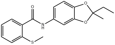 N-(2-ethyl-2-methyl-1,3-benzodioxol-5-yl)-2-(methylsulfanyl)benzamide,540516-04-9,结构式