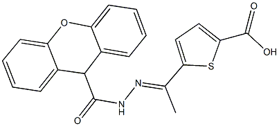 5-[N-(9H-xanthen-9-ylcarbonyl)ethanehydrazonoyl]-2-thiophenecarboxylic acid Struktur