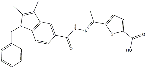 5-{N-[(1-benzyl-2,3-dimethyl-1H-indol-5-yl)carbonyl]ethanehydrazonoyl}-2-thiophenecarboxylic acid Structure