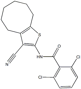 2,6-dichloro-N-(3-cyano-4,5,6,7,8,9-hexahydrocycloocta[b]thien-2-yl)benzamide 化学構造式